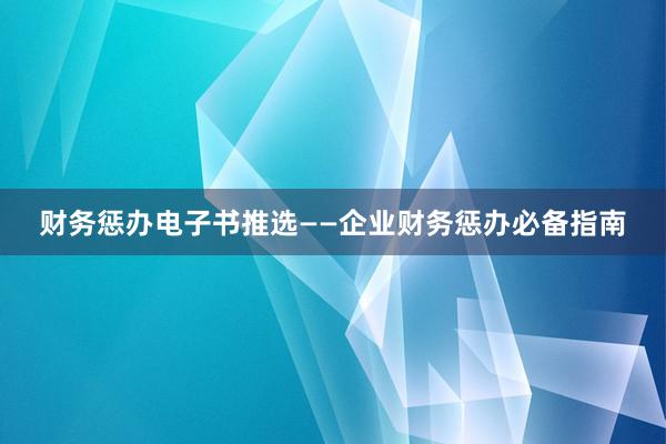 财务惩办电子书推选——企业财务惩办必备指南